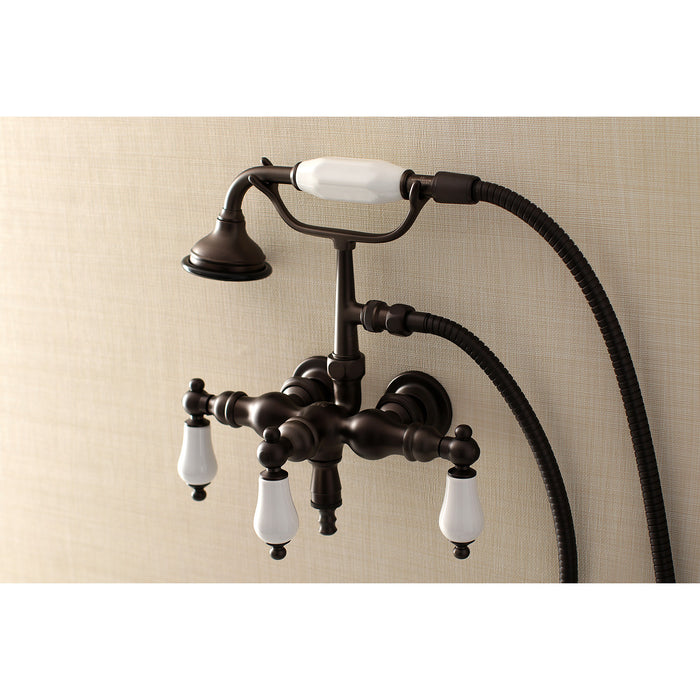 Aqua Vintage AE23T5 Vintage 3-3/8 Inch Wall Mount Tub Faucet with Hand Shower, Oil Rubbed Bronze