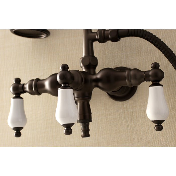 Aqua Vintage AE23T5 Vintage 3-3/8 Inch Wall Mount Tub Faucet with Hand Shower, Oil Rubbed Bronze