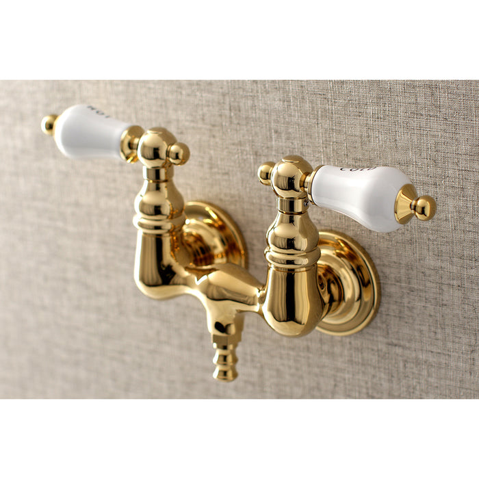 Kingston Brass AE33T2 Aqua Vintage 3-3/8 Inch Wall Mount Tub Faucet, Polished Brass