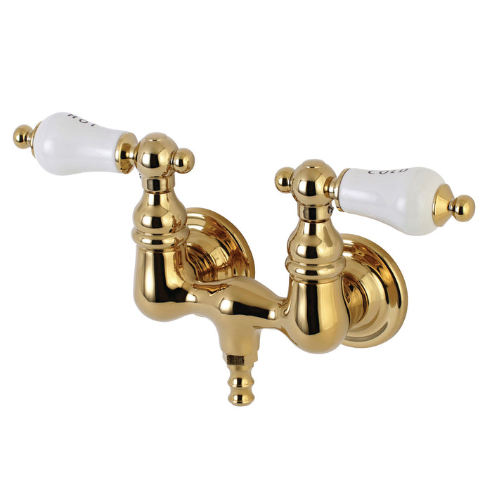 Kingston Brass AE33T2 Aqua Vintage 3-3/8 Inch Wall Mount Tub Faucet, Polished Brass