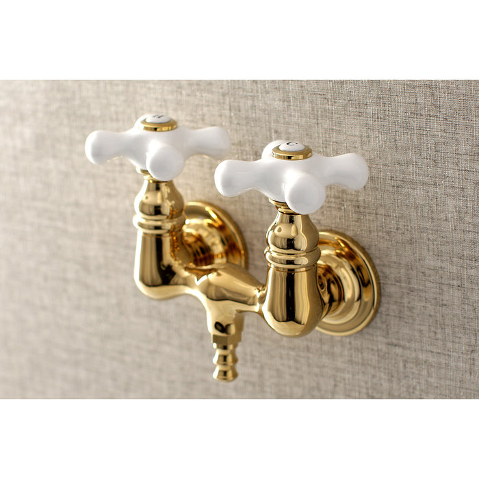 Kingston Brass AE39T2 Aqua Vintage 3-3/8 Inch Wall Mount Tub Faucet, Polished Brass