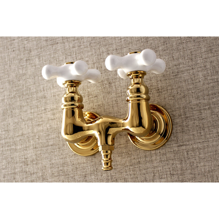 Kingston Brass AE39T2 Aqua Vintage 3-3/8 Inch Wall Mount Tub Faucet, Polished Brass