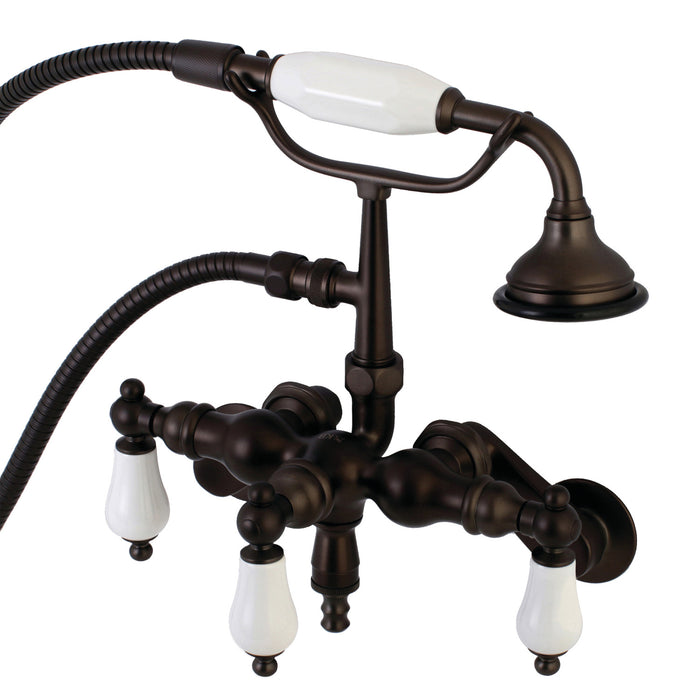 Kingston Brass AE421T5 Aqua Vintage 3-3/8 Inch Adjustable Wall Mount Clawfoot Tub Faucet with Hand Shower, Oil Rubbed Bronze