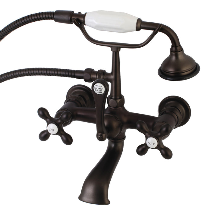 Kingston Brass AE557T5 Aqua Vintage 7-Inch Wall Mount Tub Faucet with Hand Shower, Oil Rubbed Bronze