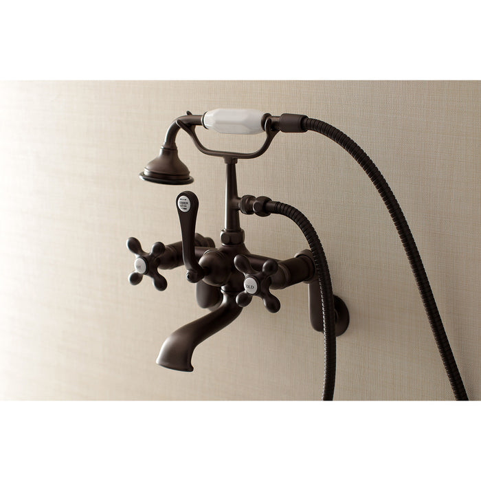 Kingston Brass AE57T5 Aqua Vintage Wall Mount Tub Faucet with Hand Shower, Oil Rubbed Bronze