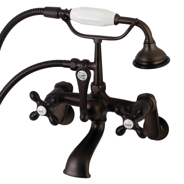 Kingston Brass AE57T5 Aqua Vintage Wall Mount Tub Faucet with Hand Shower, Oil Rubbed Bronze