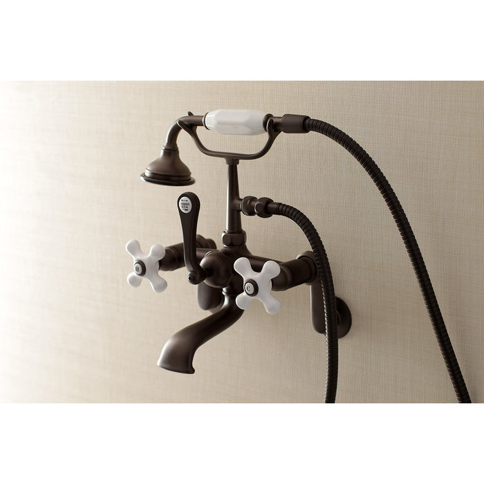 Kingston Brass AE59T5 Aqua Vintage Wall Mount Tub Faucet with Hand Shower, Oil Rubbed Bronze