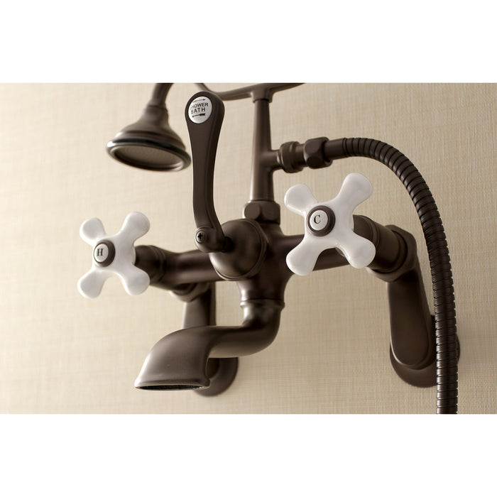 Kingston Brass AE59T5 Aqua Vintage Wall Mount Tub Faucet with Hand Shower, Oil Rubbed Bronze