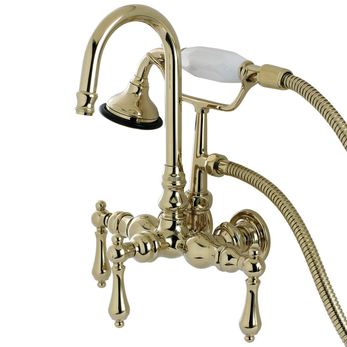 Kingston Brass AE7T2 Aqua Vintage Wall Mount Clawfoot Tub Faucet, Polished Brass