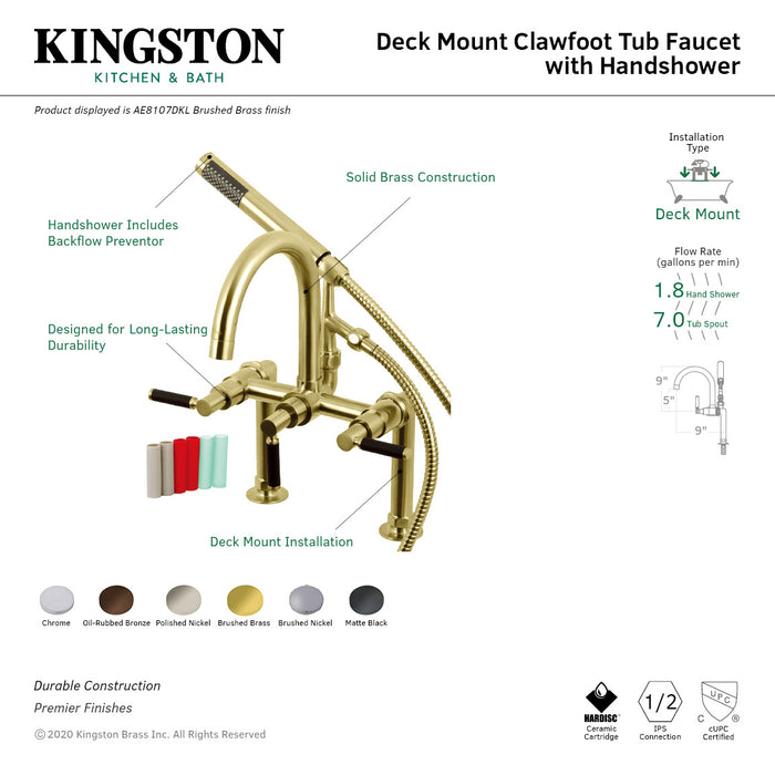 Aqua Vintage AE8105DKL Kaiser 7-Inch Deck Mount Clawfoot Tub Faucet, Oil Rubbed Bronze