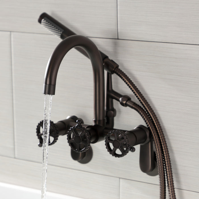 Kingston Brass AE8155CG Fuller 7-Inch Adjustable Wall Mount Clawfoot Tub Faucet, Oil Rubbed Bronze