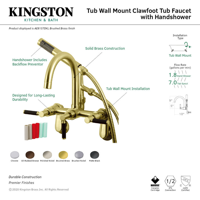 Aqua Vintage AE8155DKL Kaiser 7-Inch Adjustable Wall Mount Clawfoot Tub Faucet, Oil Rubbed Bronze