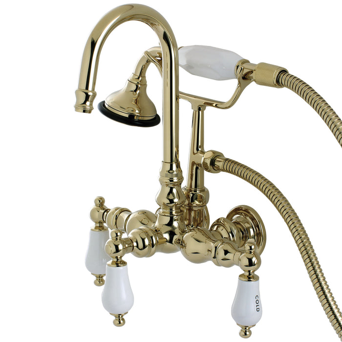 Kingston Brass AE9T2 Aqua Vintage Wall Mount Clawfoot Tub Faucet, Polished Brass