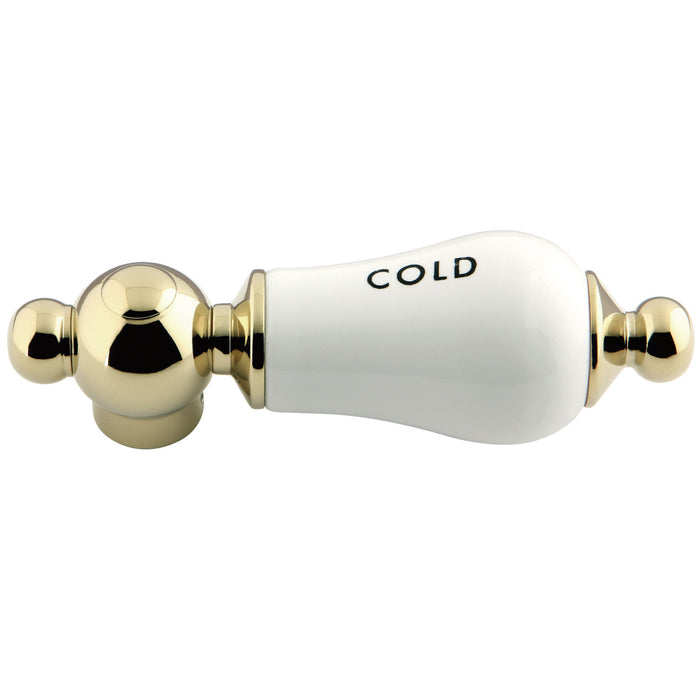 Kingston Brass AEPL2C Aqua Vintage Porcelain Lever Handle Cold Side, Polished Brass