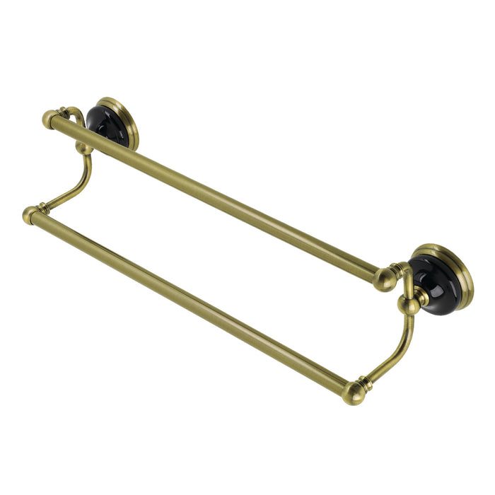 Kingston Brass BA9113AB Water Onyx 24 in. Dual Towel Bar, Antique Brass