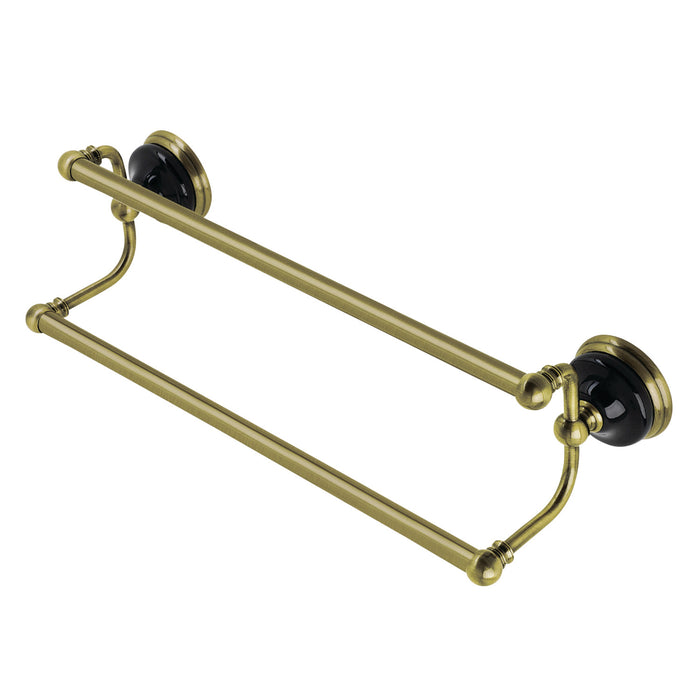 Kingston Brass BA91318AB Water Onyx 18 in. Dual Towel Bar, Antique Brass