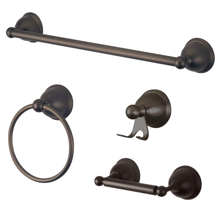 Kingston Brass BAK3962478ORB Restoration 4-Piece Bathroom Hardware, Oil Rubbed Bronze