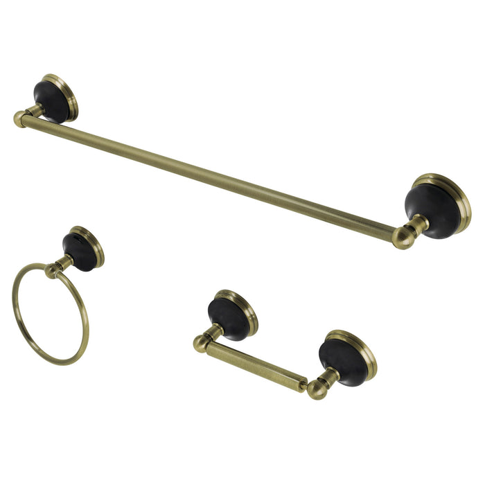 Kingston Brass BAK911148AB Water Onyx 3-Piece Bathroom Accessory Set, Antique Brass