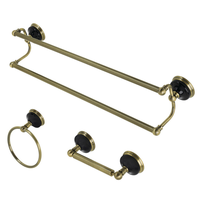 Kingston Brass BAK911348AB Water Onyx 3-Piece Bathroom Accessory Set, Antique Brass