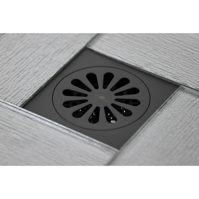 Kingston Brass BSF4161ORB Watercourse Sunburst 4" Square Grid Shower Drain, Oil Rubbed Bronze