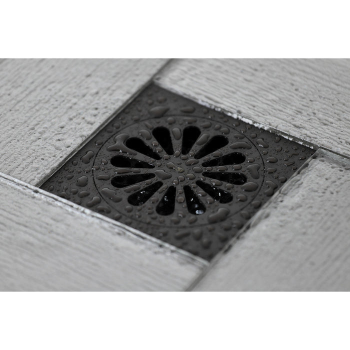 Kingston Brass BSF4161ORB Watercourse Sunburst 4" Square Grid Shower Drain, Oil Rubbed Bronze