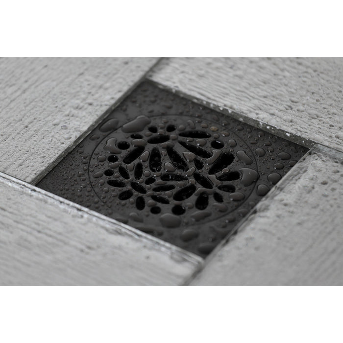 Kingston Brass BSF6360ORB Watercourse Floral 4" Square Grid Shower Drain, Oil Rubbed Bronze