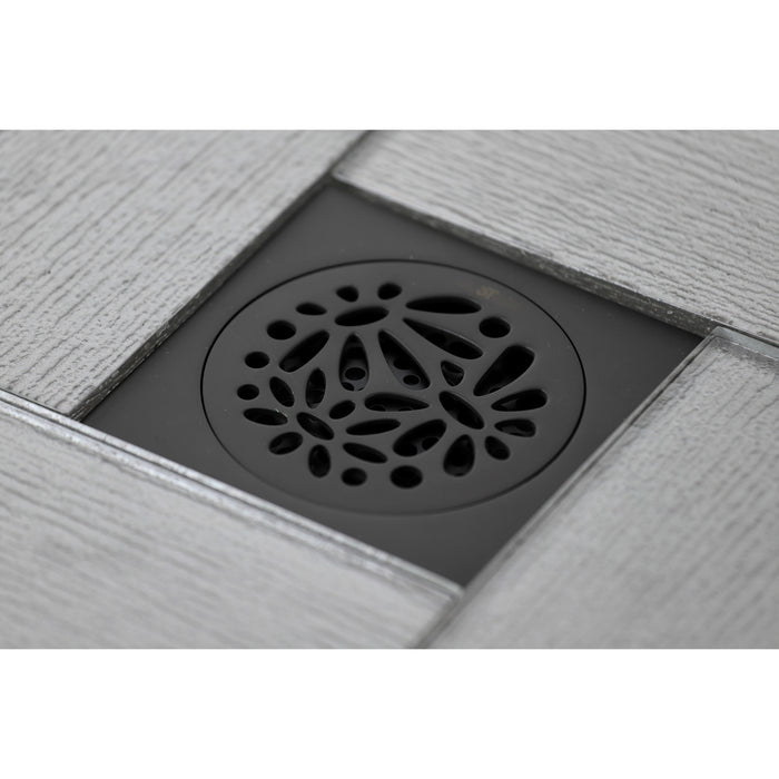 Kingston Brass BSF6360ORB Watercourse Floral 4" Square Grid Shower Drain, Oil Rubbed Bronze