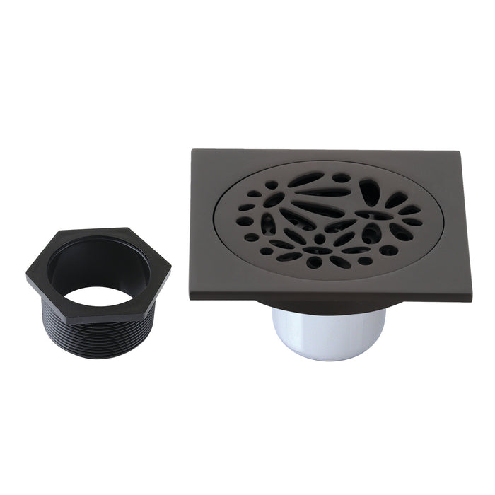 Kingston Brass BSF6360ORB Watercourse Floral 4" Square Grid Shower Drain, Oil Rubbed Bronze