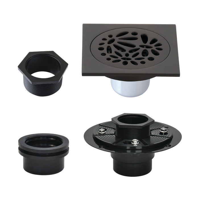 Kingston Brass BSFK6360ORB Watercourse 4" Square Brass Shower Drain, Oil Rubbed Bronze