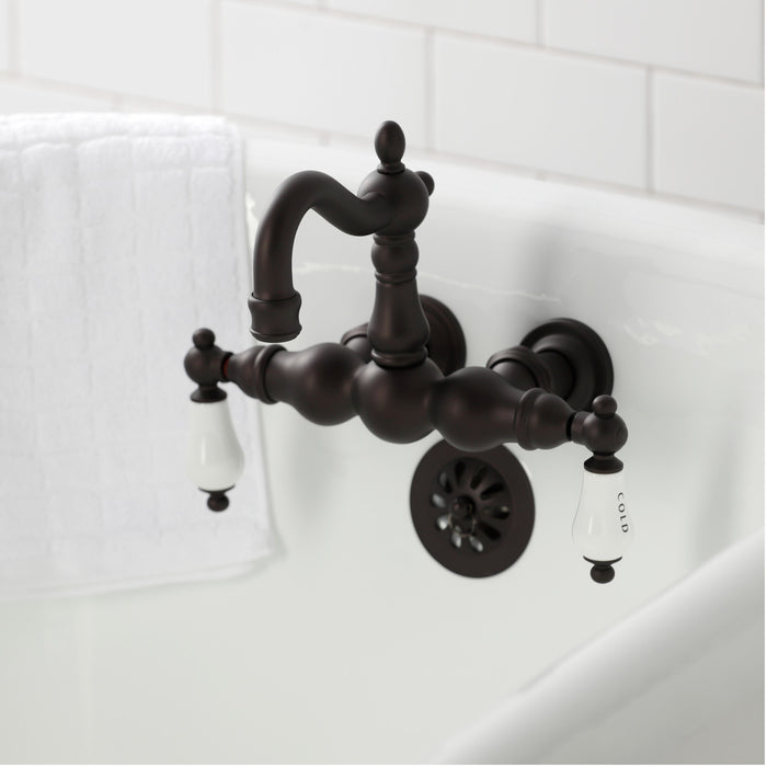 Kingston Brass CA1003T5 Heritage 3-3/8" Tub Wall Mount Clawfoot Tub Faucet, Oil Rubbed Bronze