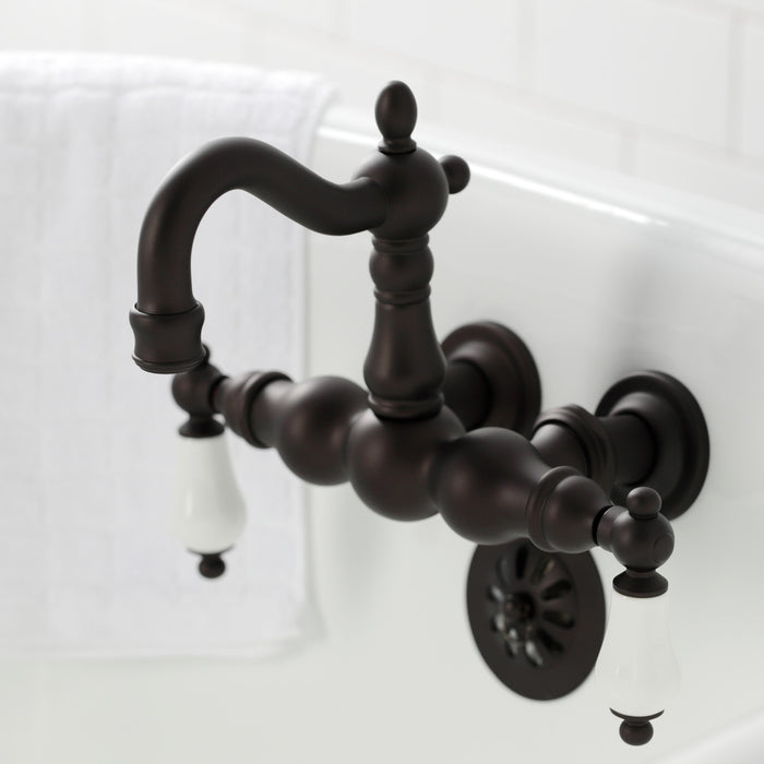 Kingston Brass CA1005T5 Heritage 3-3/8" Tub Wall Mount Clawfoot Tub Faucet, Oil Rubbed Bronze