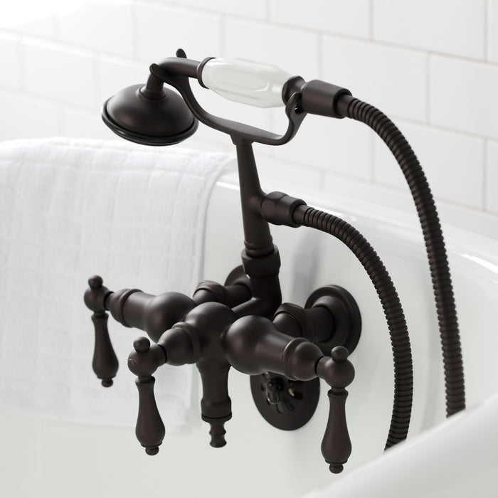 Kingston Brass CA19T5 Vintage 3-3/8" Tub Wall Mount Clawfoot Tub Faucet with Hand Shower, Oil Rubbed Bronze