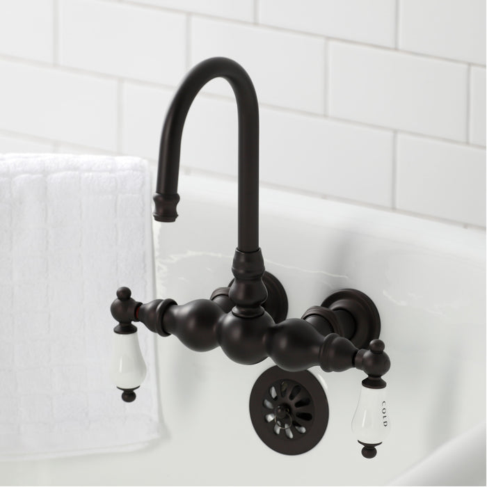 Kingston Brass CA3T5 Vintage 3-3/8" Tub Wall Mount Clawfoot Tub Faucet, Oil Rubbed Bronze