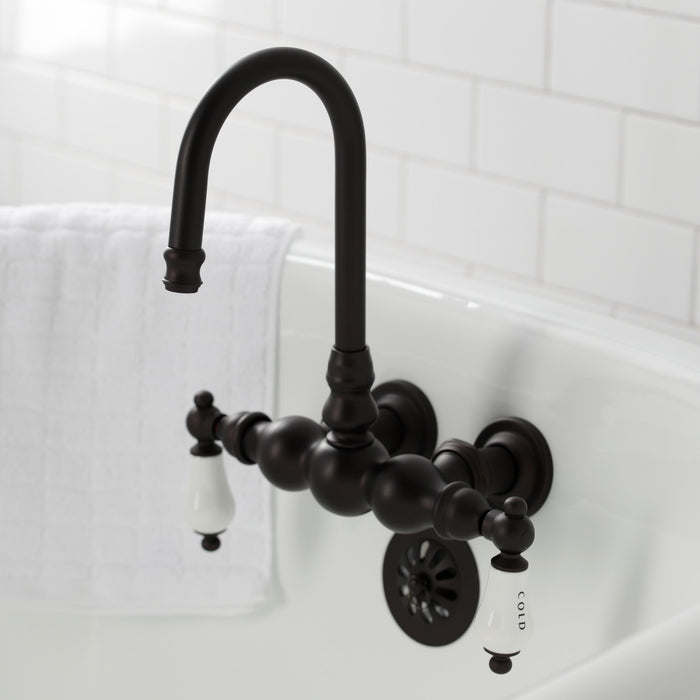 Kingston Brass CA3T5 Vintage 3-3/8" Tub Wall Mount Clawfoot Tub Faucet, Oil Rubbed Bronze