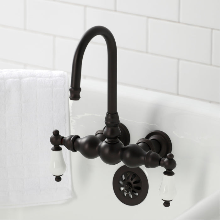 Kingston Brass CA5T5 Vintage 3-3/8" Tub Wall Mount Clawfoot Tub Faucet, Oil Rubbed Bronze