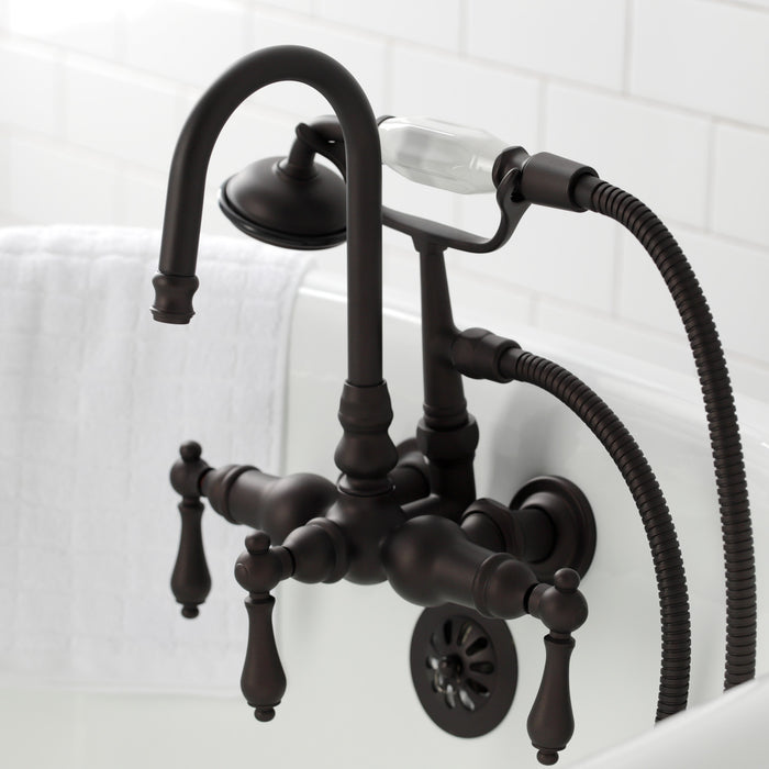 Kingston Brass CA7T5 Vintage 3-3/8" Tub Wall Mount Clawfoot Tub Faucet with Hand Shower, Oil Rubbed Bronze