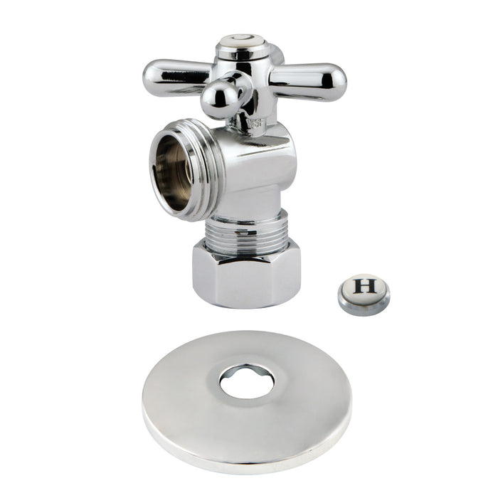 Kingston Brass CC12001XK 5/8" OD Comp x 3/4" Hose Thread Quarter-Turn Angle Stop Valve with Flange, Polished Chrome