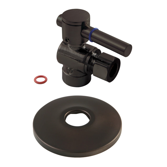 Kingston Brass CC43205DLK 1/2" Sweat x 3/8" OD Comp Quarter-Turn Angle Stop Valve with Flange, Oil Rubbed Bronze