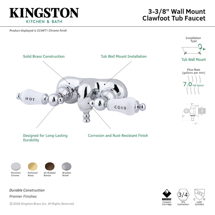 Kingston Brass CC43T5 Vintage 3-3/8-Inch Wall Mount Tub Faucet, Oil Rubbed Bronze