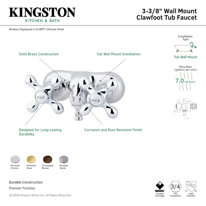 Kingston Brass CC47T5 Vintage 3-3/8-Inch Wall Mount Tub Faucet, Oil Rubbed Bronze