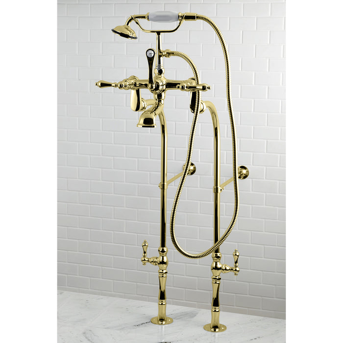 Kingston Brass CCK103T2 Vintage Freestanding Clawfoot Tub Faucet Package with Supply Line, Polished Brass