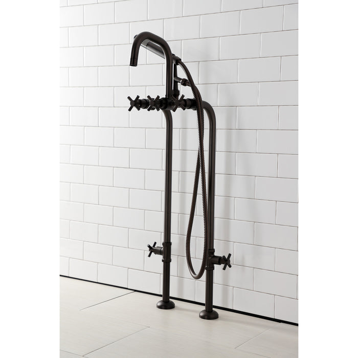 Aqua Vintage CCK8405DX Concord Freestanding Tub Faucet with Supply Line, Stop Valve, Oil Rubbed Bronze