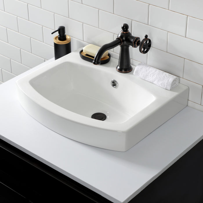 Kingston Brass EV2017 Inflection 20" Ceramic Bathroom Sink (1-Hole), White