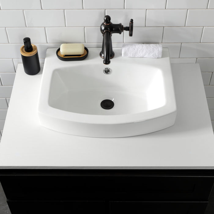 Kingston Brass EV2017 Inflection 20" Ceramic Bathroom Sink (1-Hole), White