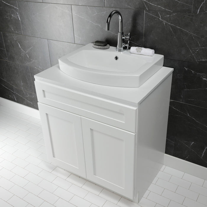 Kingston Brass EV2418 Inflection 24" Ceramic Bathroom Sink (1-Hole), White