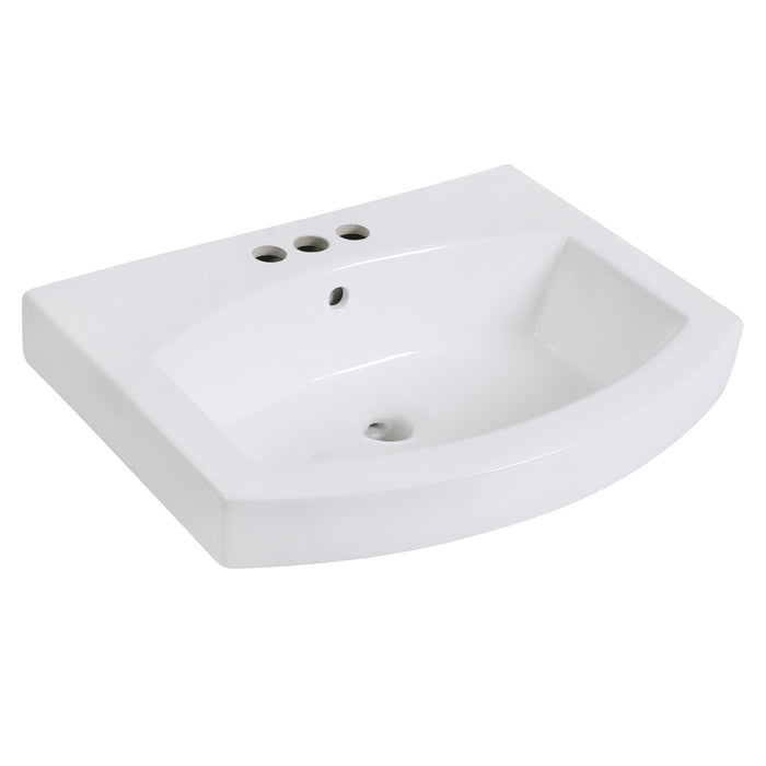 Kingston Brass EV2418W34 Inflection 24" Ceramic Bathroom Sink (4-Inch, 3-Hole), White