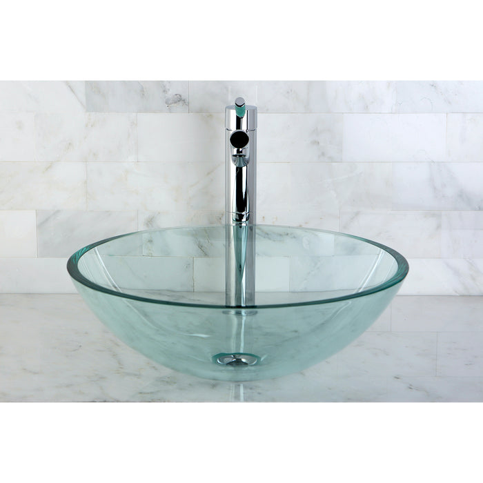 Fauceture EVSPCC1 Templeton 16-1/2 Inch Round Tempered Glass Vessel Sink, Crystal Clear