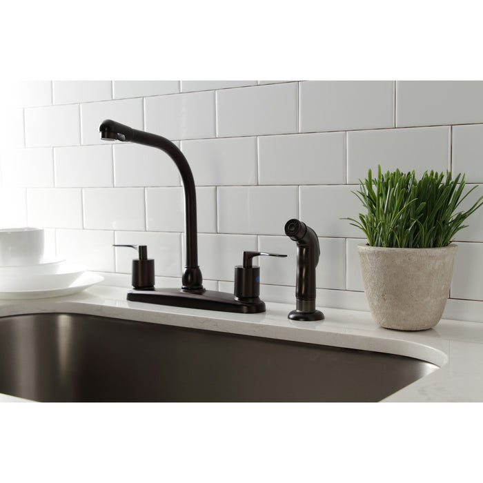 Kingston Brass FB755SVLSP Serena Centerset Kitchen Faucet with Plastic Sprayer, Oil Rubbed Bronze