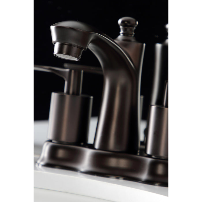 Kingston Brass FB7615SVL Two-Handle 3-Hole Deck Mount 4" Centerset Bathroom Faucet with Retail Pop-Up in Oil Rubbed Bronze