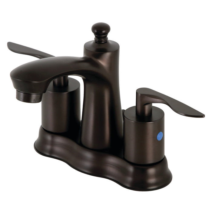 Kingston Brass FB7615SVL Two-Handle 3-Hole Deck Mount 4" Centerset Bathroom Faucet with Retail Pop-Up in Oil Rubbed Bronze